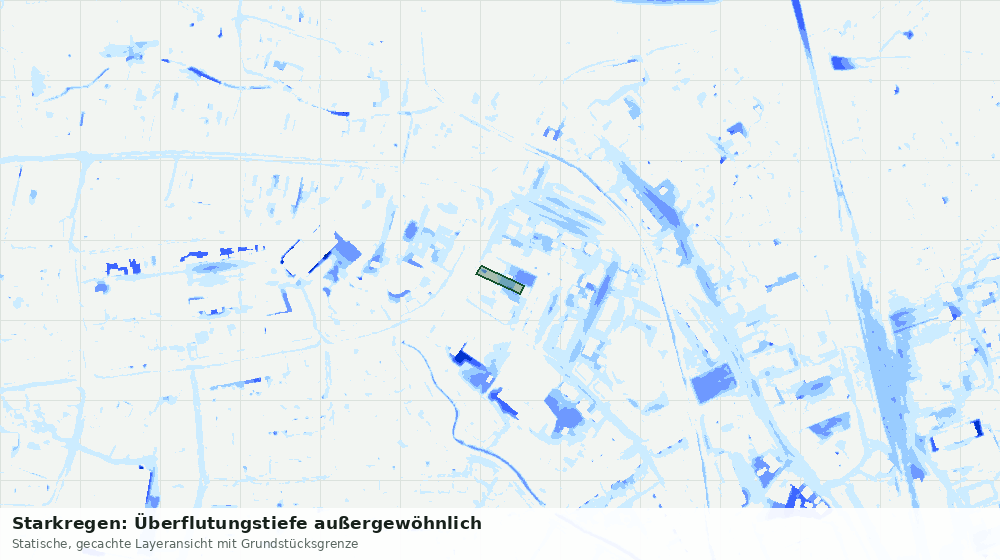 Statische Kartenansicht: Starkregen: Überflutungstiefe außergewöhnlich