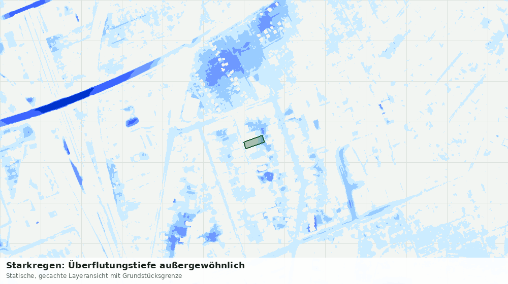 Statische Kartenansicht: Starkregen: Überflutungstiefe außergewöhnlich