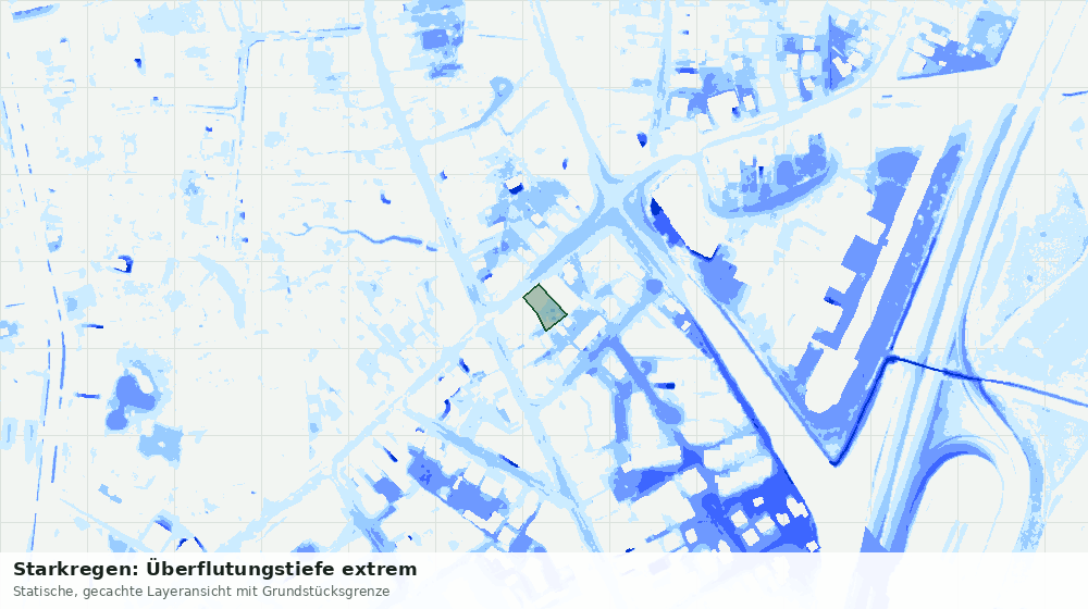 Statische Kartenansicht: Starkregen: Überflutungstiefe extrem