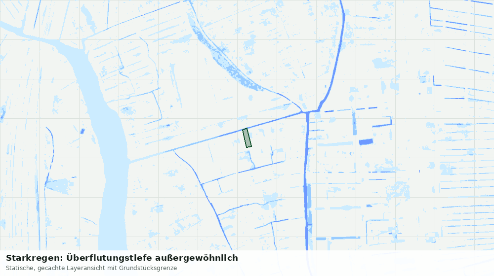 Statische Kartenansicht: Starkregen: Überflutungstiefe außergewöhnlich