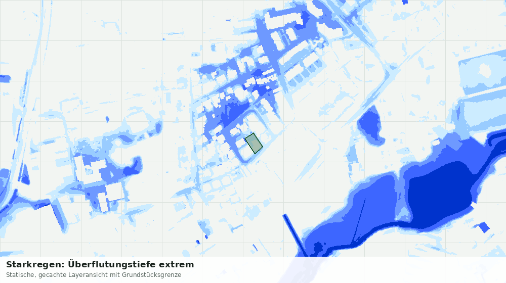 Statische Kartenansicht: Starkregen: Überflutungstiefe extrem