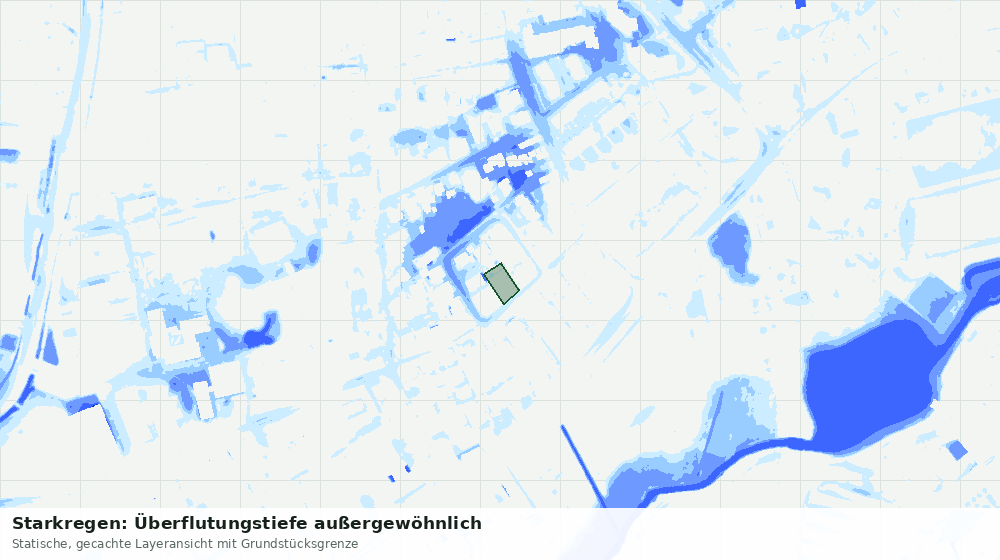 Statische Kartenansicht: Starkregen: Überflutungstiefe außergewöhnlich