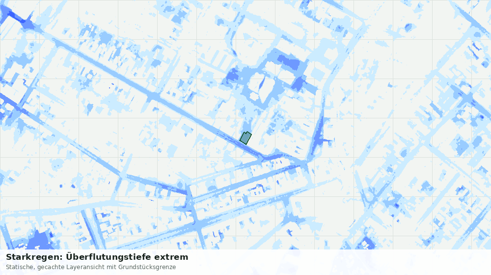 Statische Kartenansicht: Starkregen: Überflutungstiefe extrem