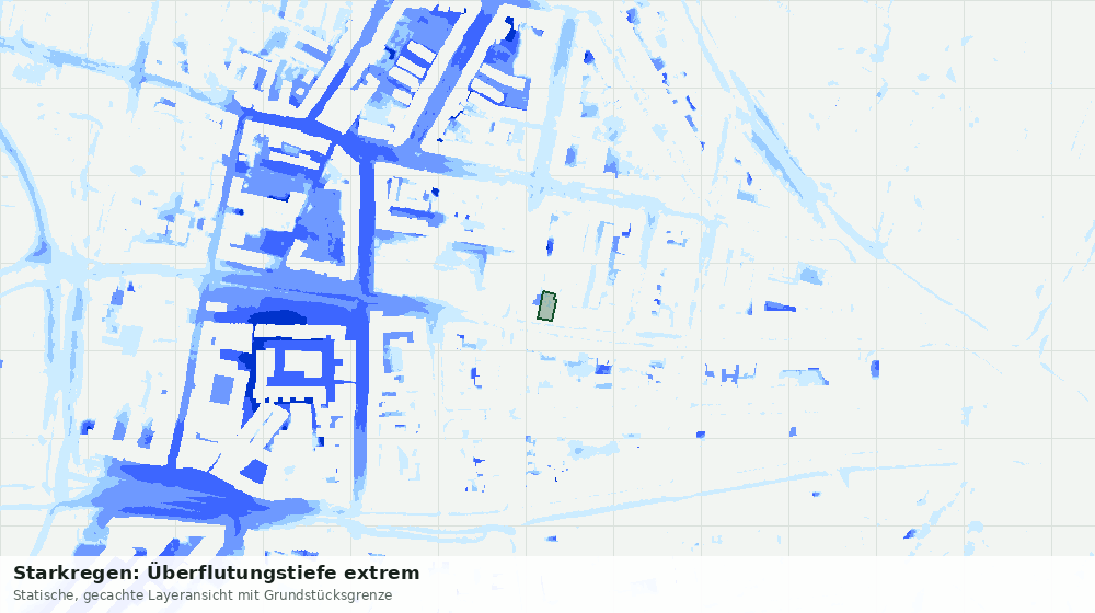 Statische Kartenansicht: Starkregen: Überflutungstiefe extrem