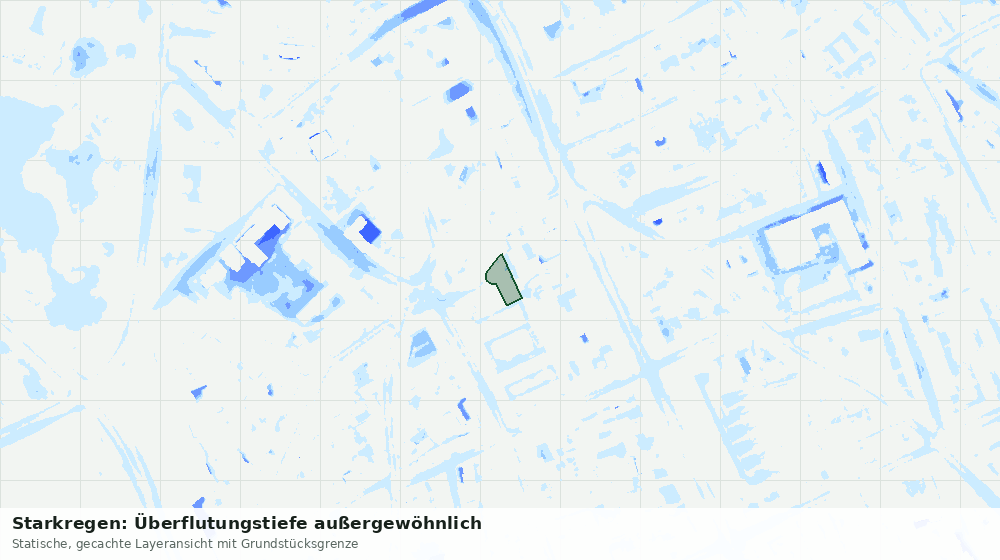 Statische Kartenansicht: Starkregen: Überflutungstiefe außergewöhnlich