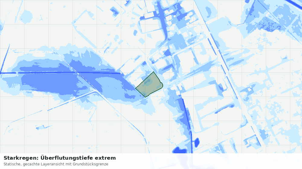 Statische Kartenansicht: Starkregen: Überflutungstiefe extrem