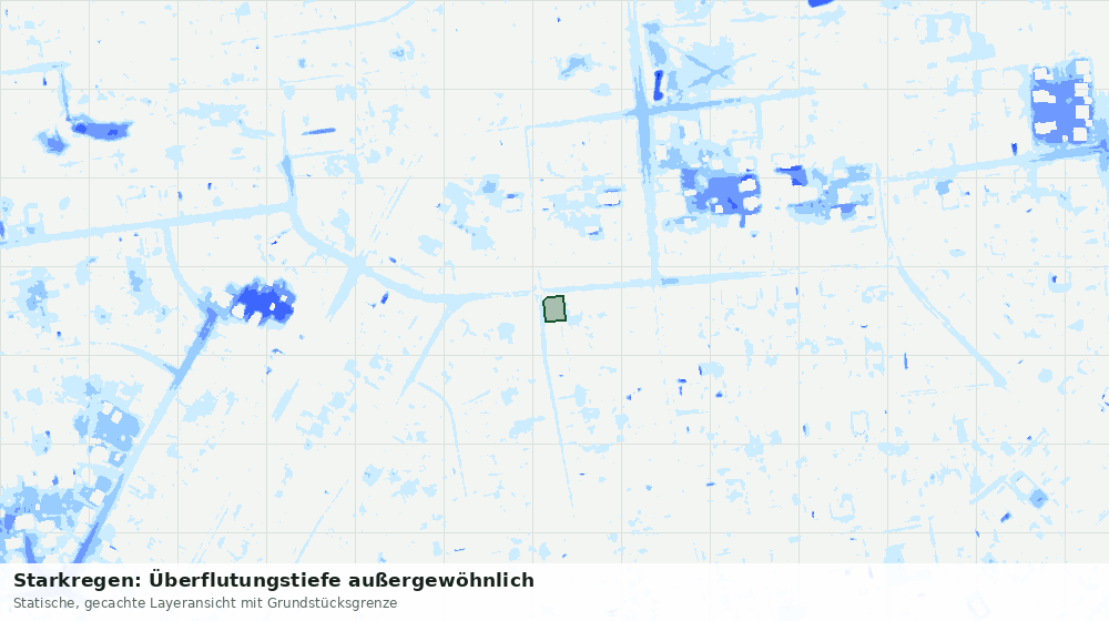 Statische Kartenansicht: Starkregen: Überflutungstiefe außergewöhnlich