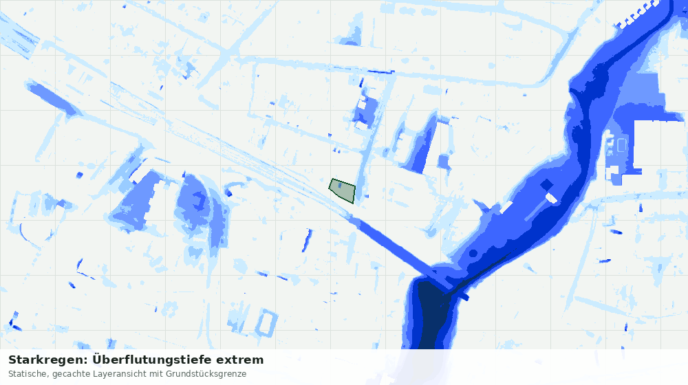 Statische Kartenansicht: Starkregen: Überflutungstiefe extrem