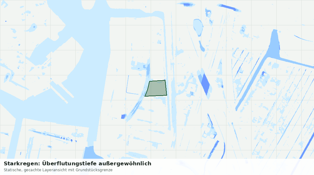 Statische Kartenansicht: Starkregen: Überflutungstiefe außergewöhnlich