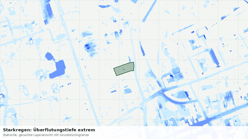 Statische Kartenansicht: Starkregen: Überflutungstiefe extrem