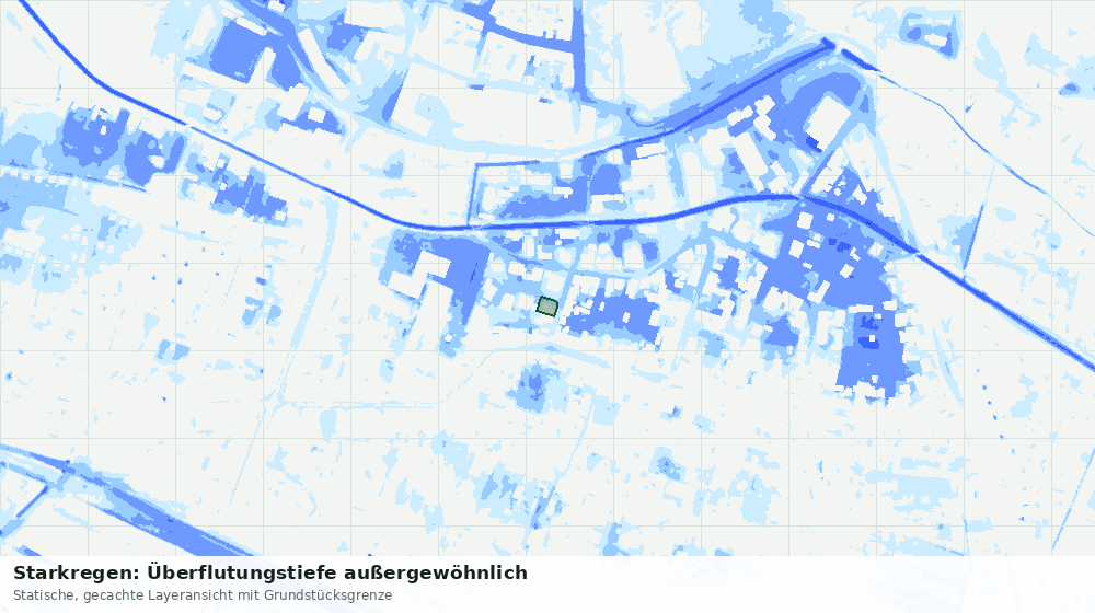 Statische Kartenansicht: Starkregen: Überflutungstiefe außergewöhnlich