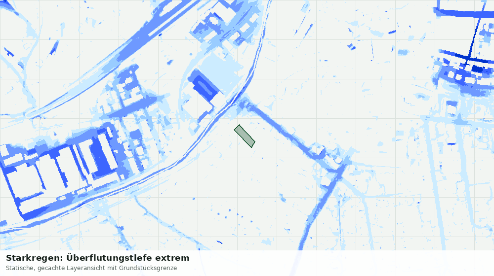 Statische Kartenansicht: Starkregen: Überflutungstiefe extrem