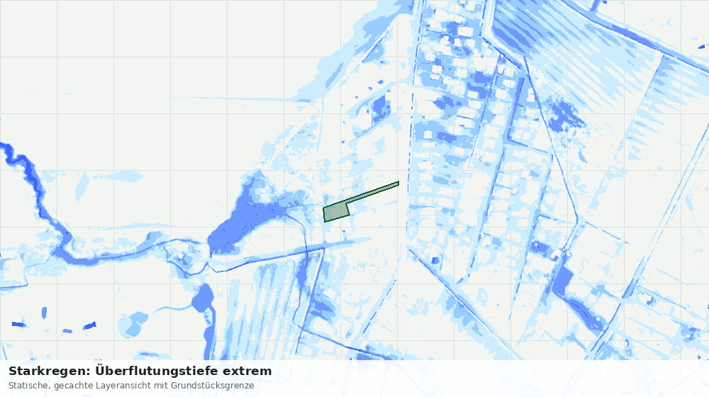 Statische Kartenansicht: Starkregen: Überflutungstiefe extrem