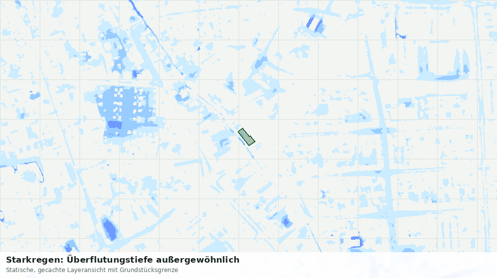 Statische Kartenansicht: Starkregen: Überflutungstiefe außergewöhnlich