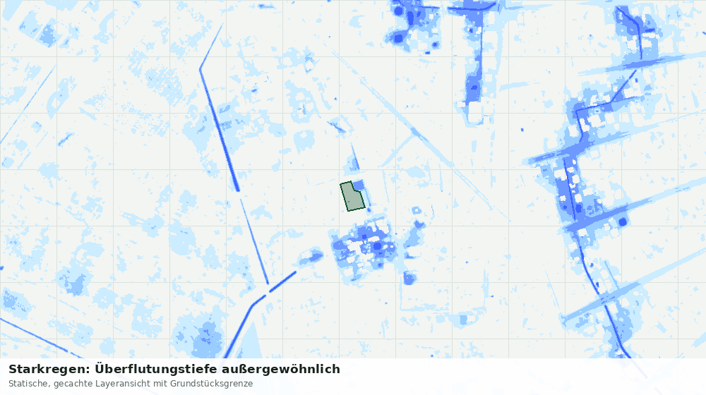 Statische Kartenansicht: Starkregen: Überflutungstiefe außergewöhnlich