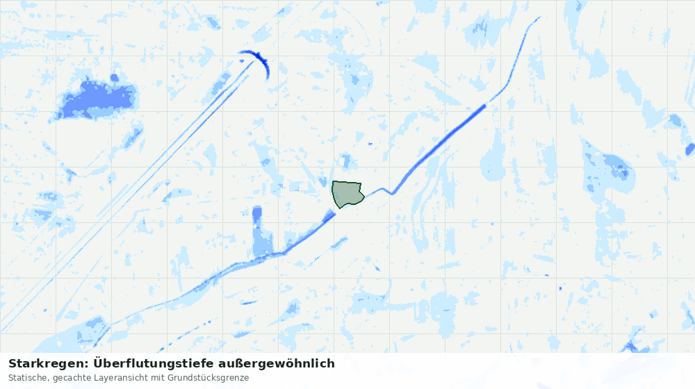 Statische Kartenansicht: Starkregen: Überflutungstiefe außergewöhnlich