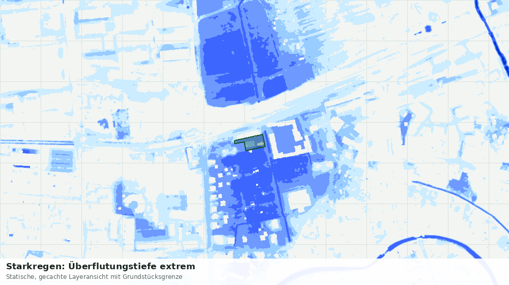 Statische Kartenansicht: Starkregen: Überflutungstiefe extrem