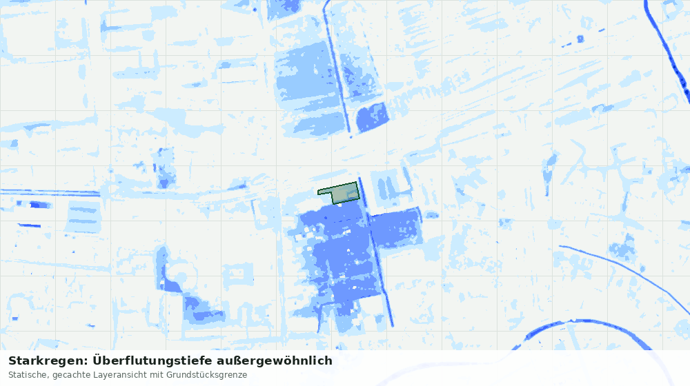 Statische Kartenansicht: Starkregen: Überflutungstiefe außergewöhnlich
