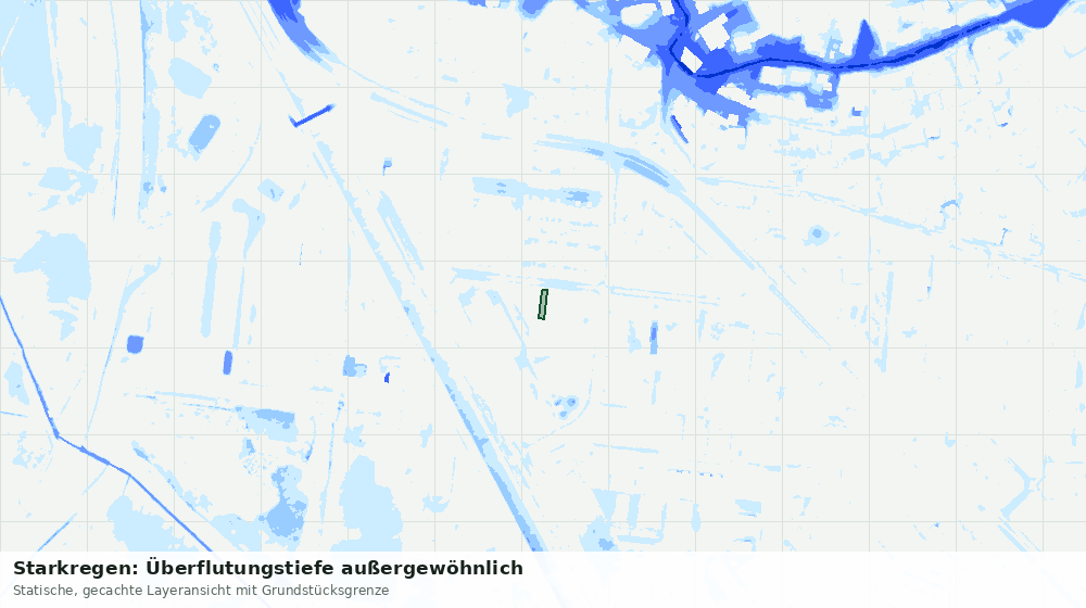Statische Kartenansicht: Starkregen: Überflutungstiefe außergewöhnlich
