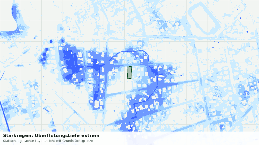 Statische Kartenansicht: Starkregen: Überflutungstiefe extrem