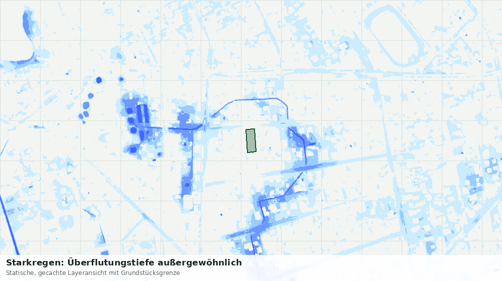 Statische Kartenansicht: Starkregen: Überflutungstiefe außergewöhnlich