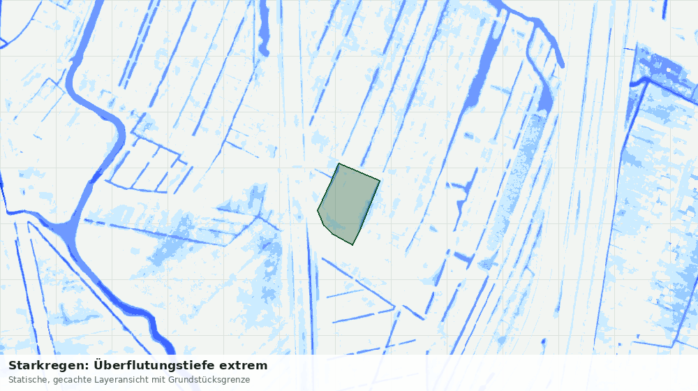 Statische Kartenansicht: Starkregen: Überflutungstiefe extrem