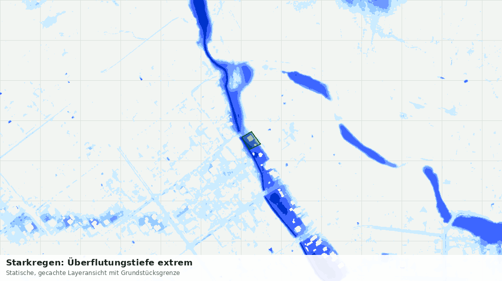 Statische Kartenansicht: Starkregen: Überflutungstiefe extrem