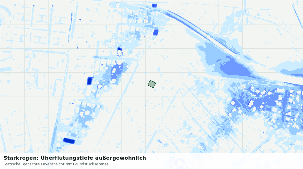 Statische Kartenansicht: Starkregen: Überflutungstiefe außergewöhnlich