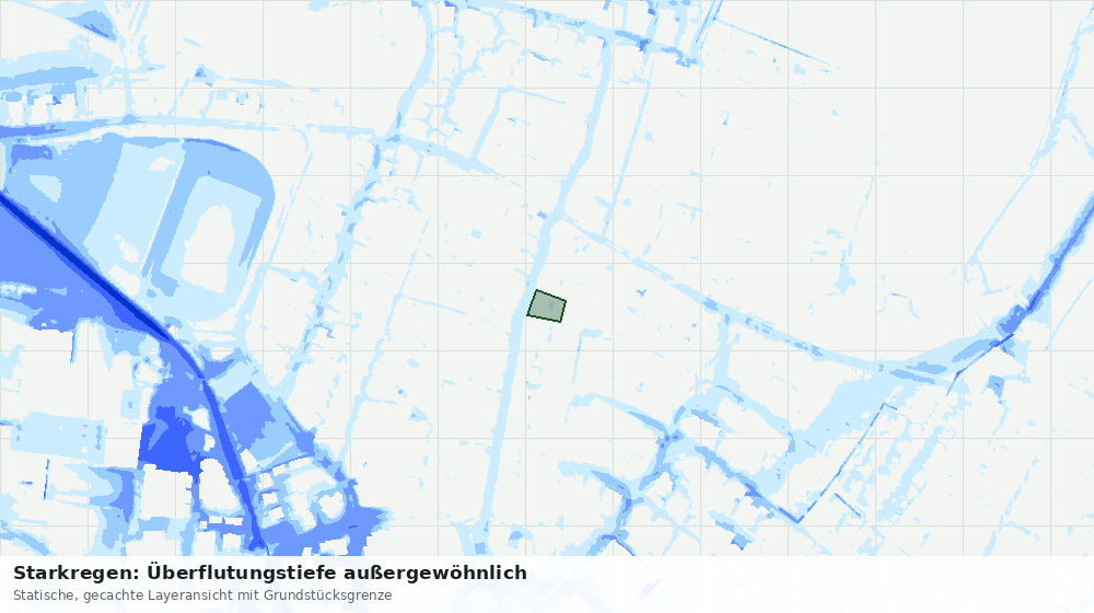 Statische Kartenansicht: Starkregen: Überflutungstiefe außergewöhnlich