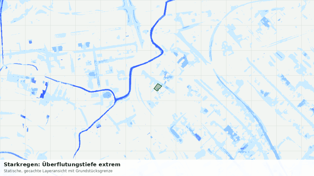 Statische Kartenansicht: Starkregen: Überflutungstiefe extrem