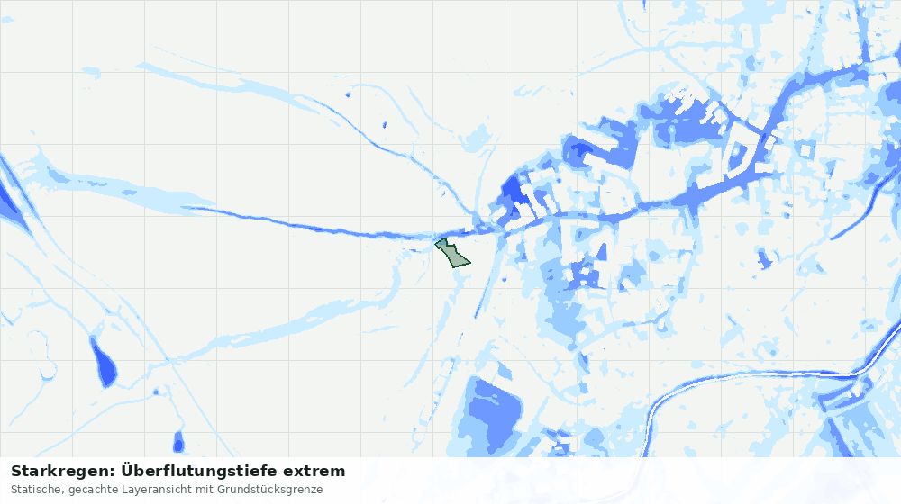 Statische Kartenansicht: Starkregen: Überflutungstiefe extrem