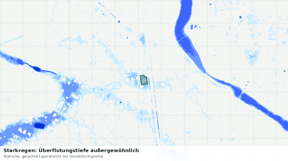 Statische Kartenansicht: Starkregen: Überflutungstiefe außergewöhnlich