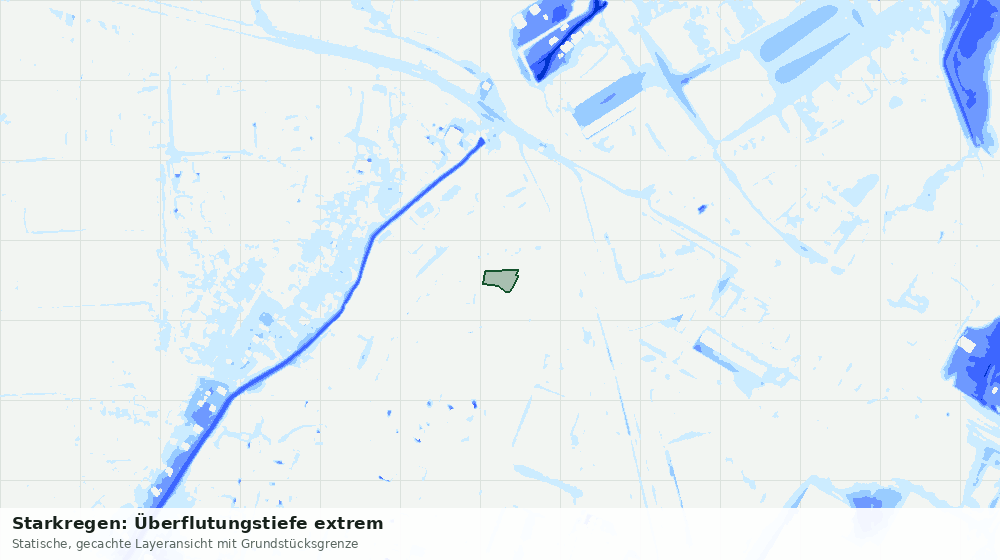 Statische Kartenansicht: Starkregen: Überflutungstiefe extrem