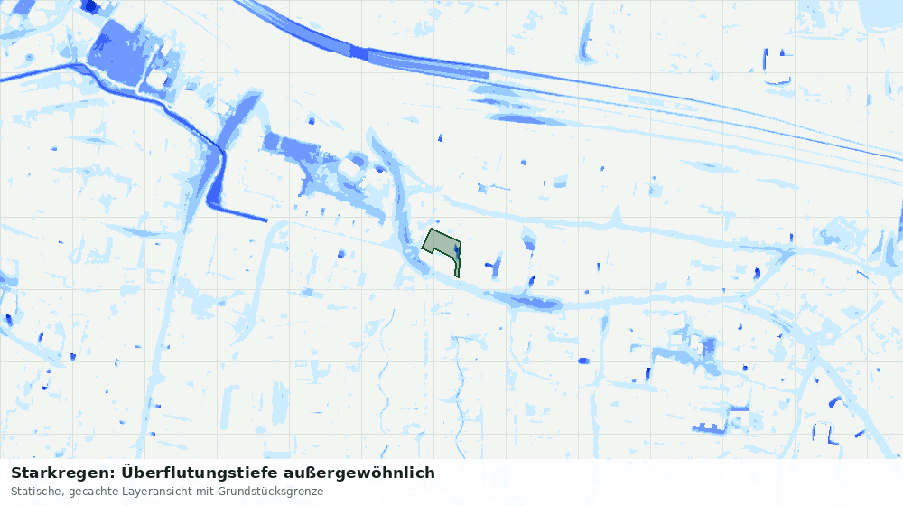 Statische Kartenansicht: Starkregen: Überflutungstiefe außergewöhnlich