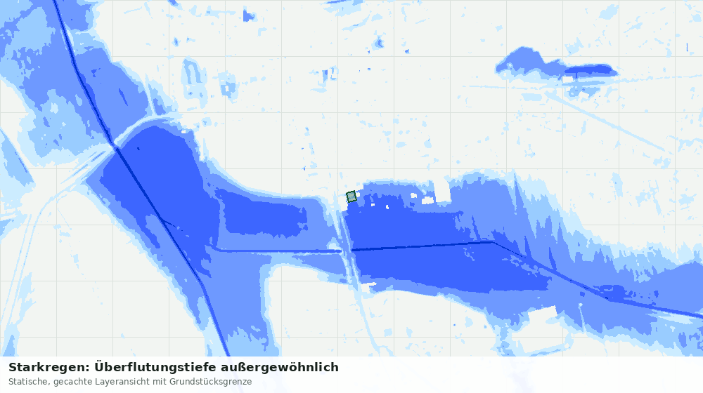 Statische Kartenansicht: Starkregen: Überflutungstiefe außergewöhnlich