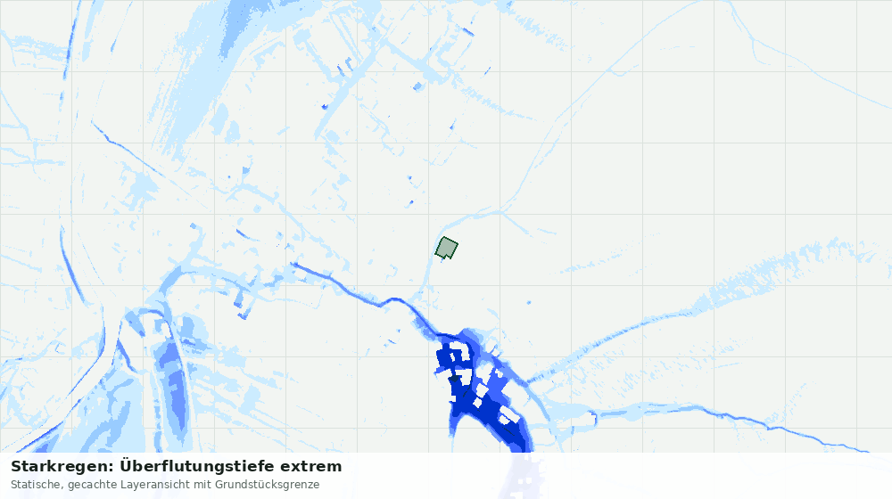 Statische Kartenansicht: Starkregen: Überflutungstiefe extrem