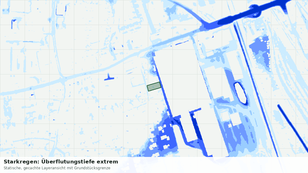 Statische Kartenansicht: Starkregen: Überflutungstiefe extrem