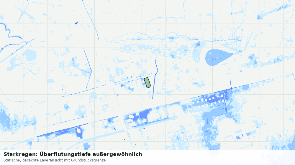 Statische Kartenansicht: Starkregen: Überflutungstiefe außergewöhnlich