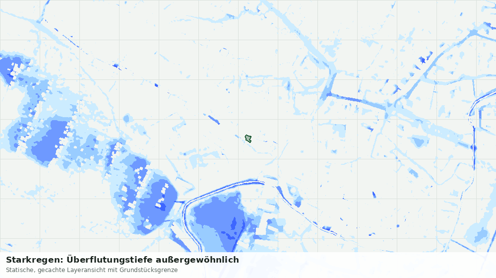 Statische Kartenansicht: Starkregen: Überflutungstiefe außergewöhnlich