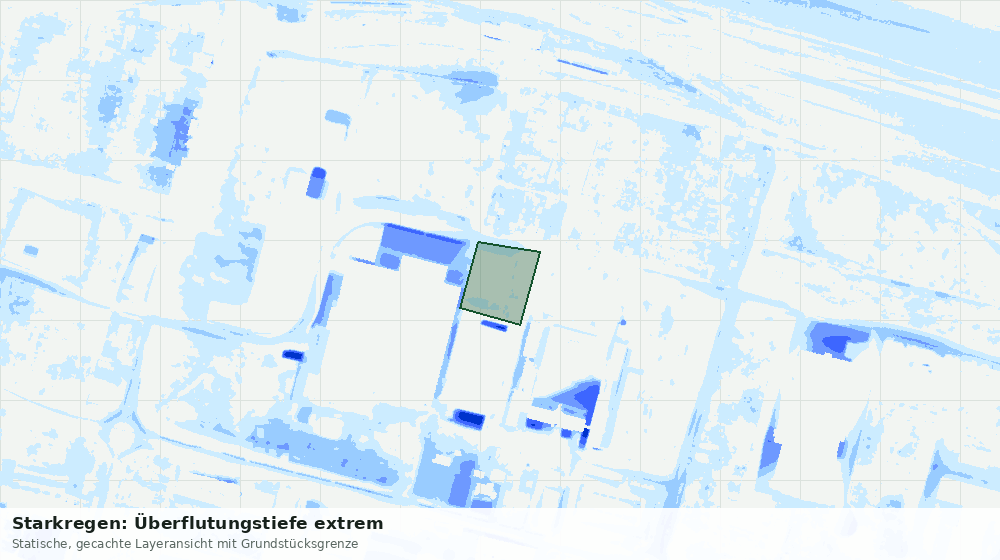 Statische Kartenansicht: Starkregen: Überflutungstiefe extrem