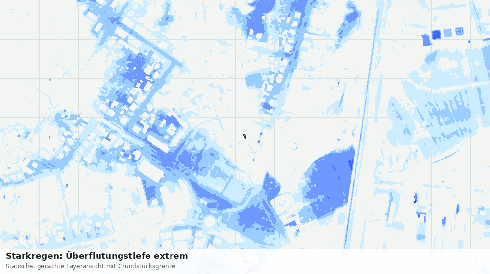 Statische Kartenansicht: Starkregen: Überflutungstiefe extrem
