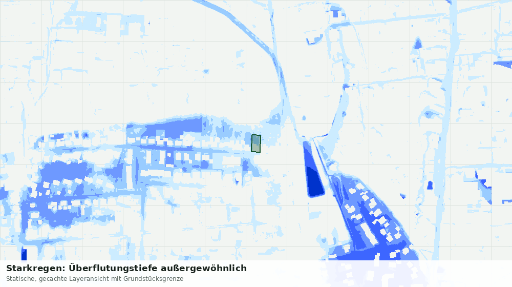 Statische Kartenansicht: Starkregen: Überflutungstiefe außergewöhnlich