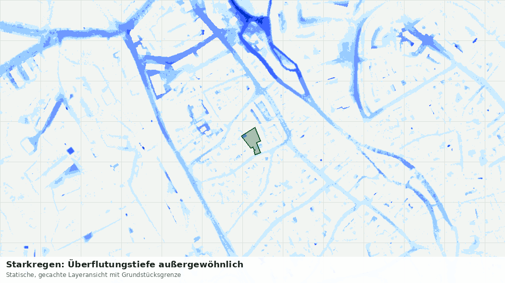 Statische Kartenansicht: Starkregen: Überflutungstiefe außergewöhnlich
