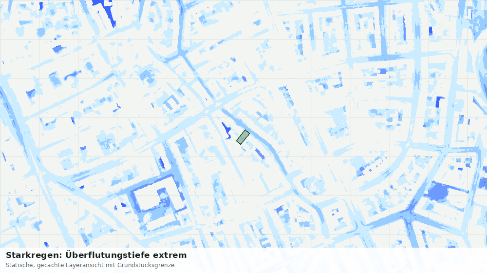 Statische Kartenansicht: Starkregen: Überflutungstiefe extrem
