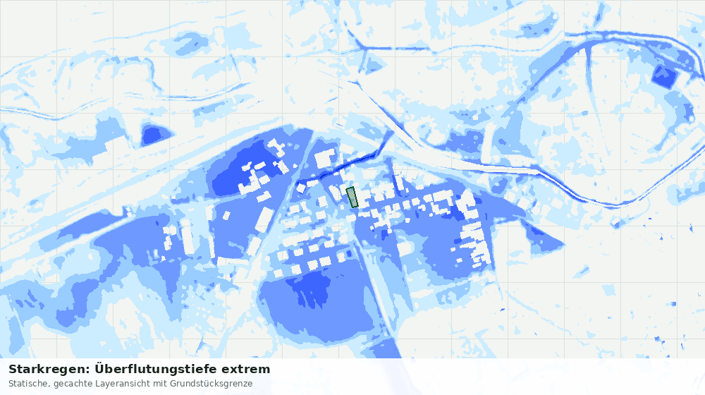 Statische Kartenansicht: Starkregen: Überflutungstiefe extrem