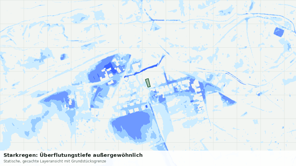 Statische Kartenansicht: Starkregen: Überflutungstiefe außergewöhnlich