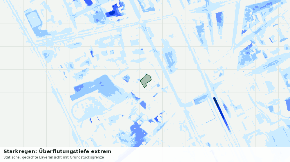 Statische Kartenansicht: Starkregen: Überflutungstiefe extrem