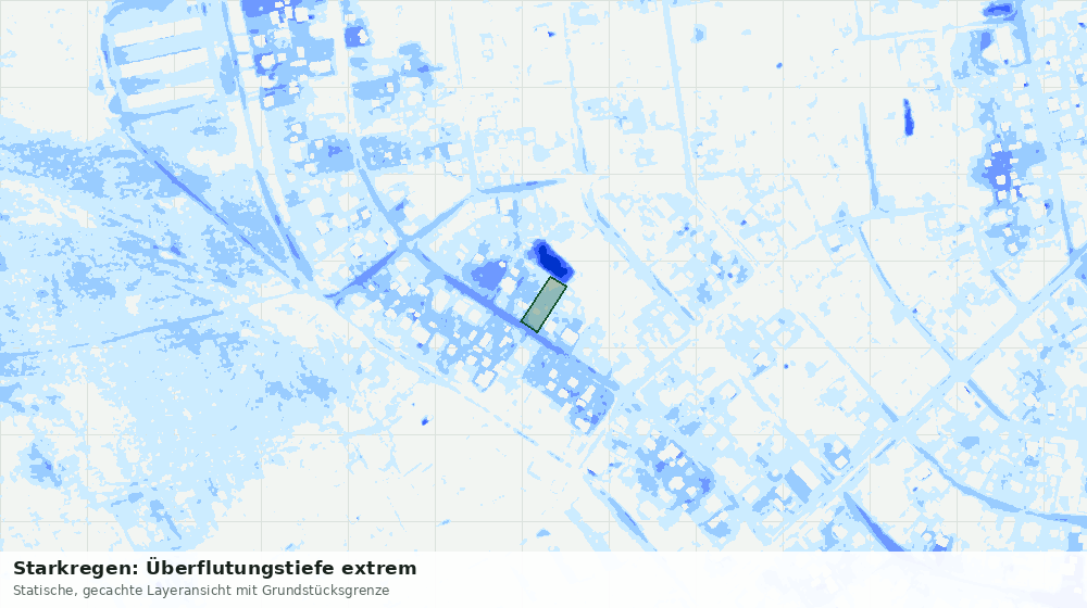 Statische Kartenansicht: Starkregen: Überflutungstiefe extrem