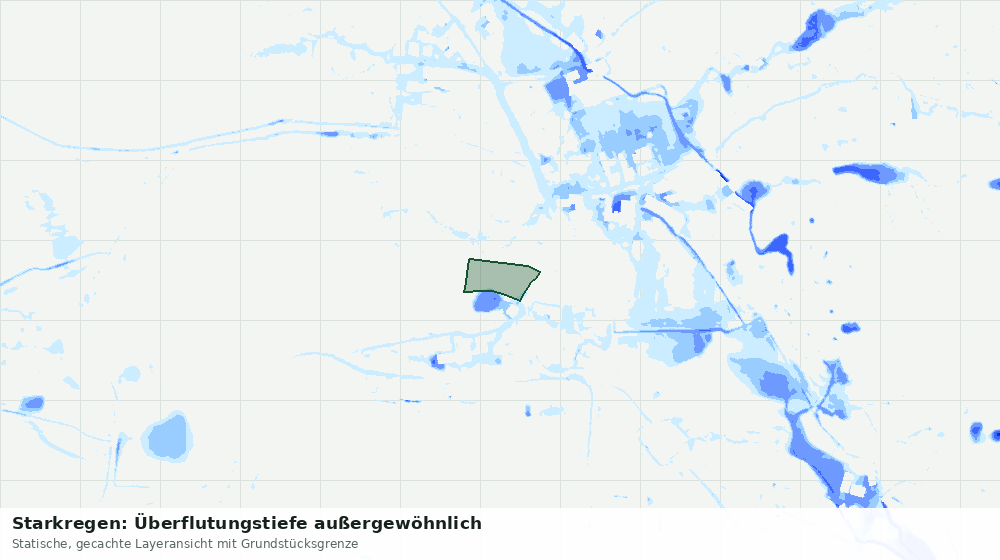 Statische Kartenansicht: Starkregen: Überflutungstiefe außergewöhnlich
