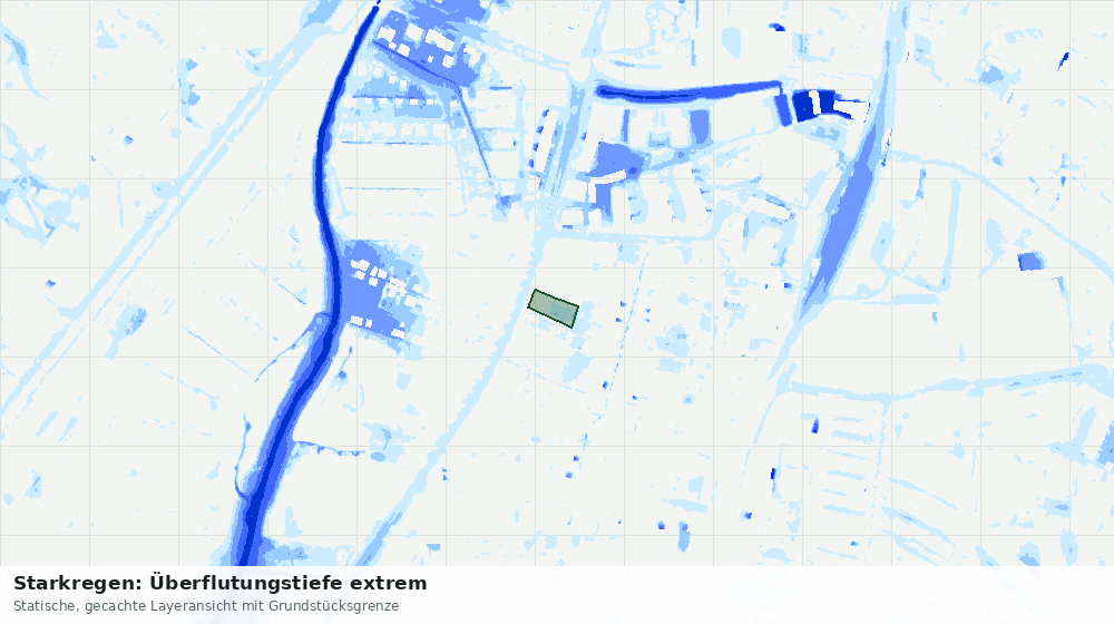 Statische Kartenansicht: Starkregen: Überflutungstiefe extrem